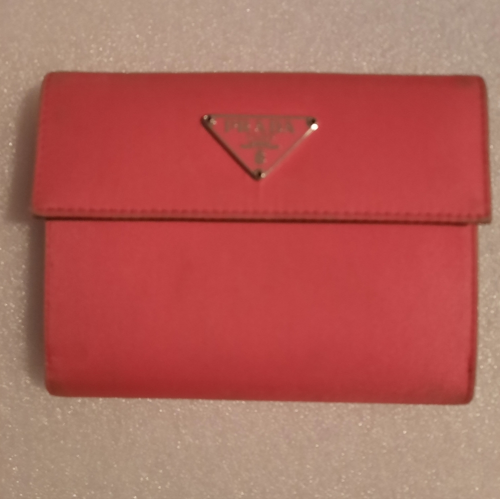 Authentic Prada hot pink small wallet